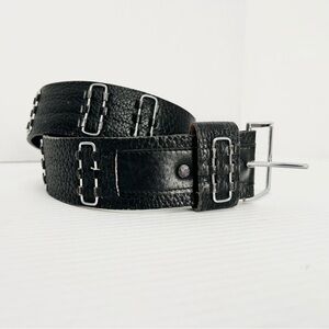 Lanvin Shrunkin Kipskin Leather Belt – Distressed Rocker Gothic Biker Unisex 38”